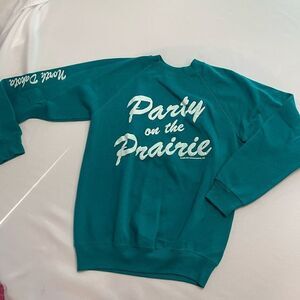 Hanes VTG Teal Party On The Prairie Sweatshirt Size Medium
